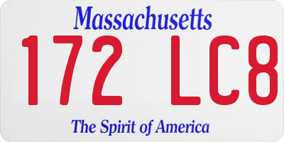 MA license plate 172LC8
