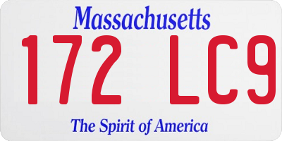 MA license plate 172LC9
