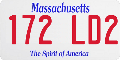 MA license plate 172LD2