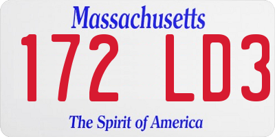 MA license plate 172LD3