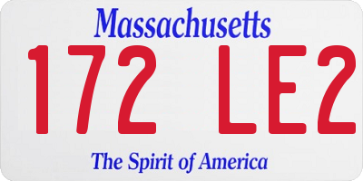 MA license plate 172LE2