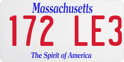 MA license plate 172LE3