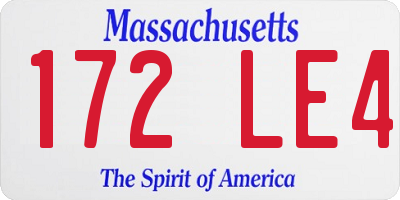 MA license plate 172LE4