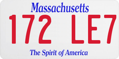 MA license plate 172LE7