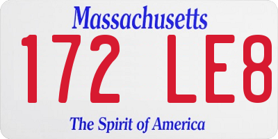 MA license plate 172LE8