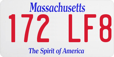 MA license plate 172LF8