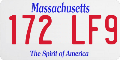 MA license plate 172LF9