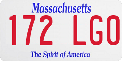 MA license plate 172LG0