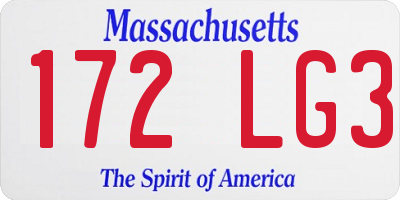 MA license plate 172LG3