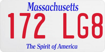 MA license plate 172LG8