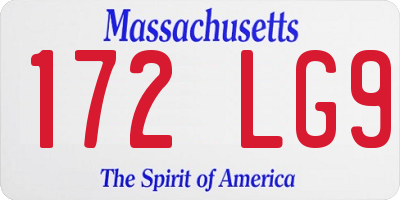 MA license plate 172LG9