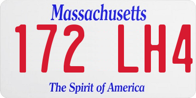 MA license plate 172LH4