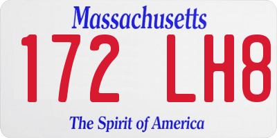 MA license plate 172LH8