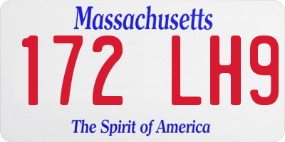 MA license plate 172LH9