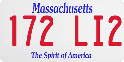 MA license plate 172LI2