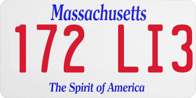 MA license plate 172LI3