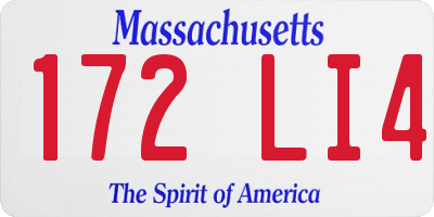 MA license plate 172LI4