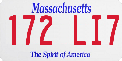 MA license plate 172LI7