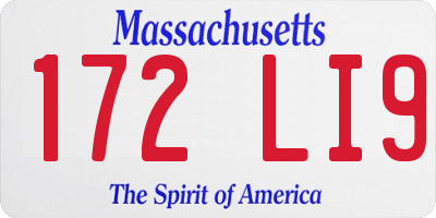 MA license plate 172LI9