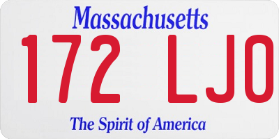 MA license plate 172LJ0