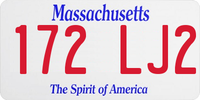 MA license plate 172LJ2