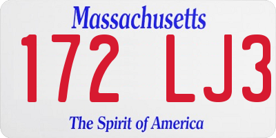 MA license plate 172LJ3