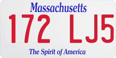 MA license plate 172LJ5