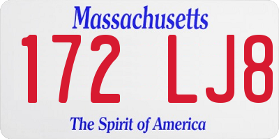 MA license plate 172LJ8