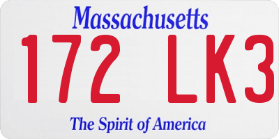 MA license plate 172LK3