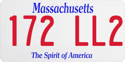 MA license plate 172LL2