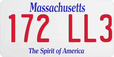 MA license plate 172LL3