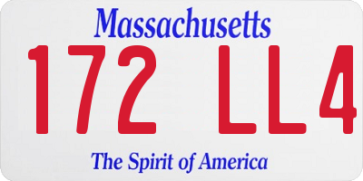 MA license plate 172LL4