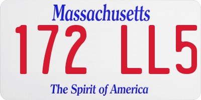 MA license plate 172LL5