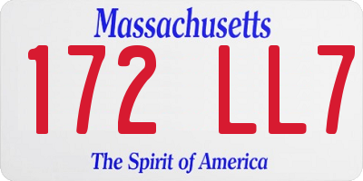 MA license plate 172LL7