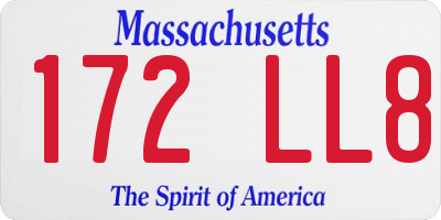 MA license plate 172LL8