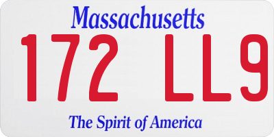 MA license plate 172LL9