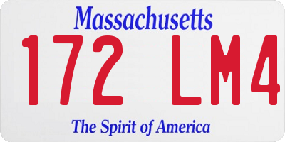 MA license plate 172LM4