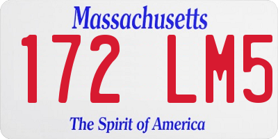 MA license plate 172LM5