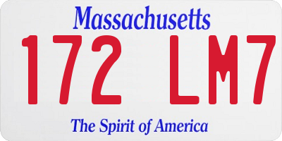 MA license plate 172LM7