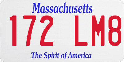 MA license plate 172LM8
