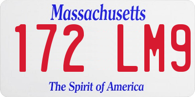 MA license plate 172LM9