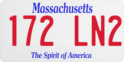 MA license plate 172LN2
