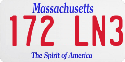 MA license plate 172LN3