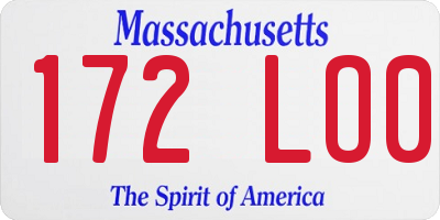 MA license plate 172LO0