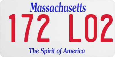 MA license plate 172LO2