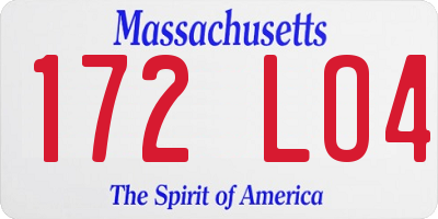 MA license plate 172LO4