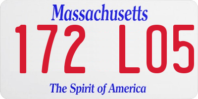 MA license plate 172LO5