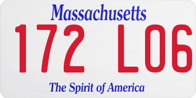 MA license plate 172LO6