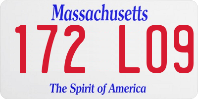 MA license plate 172LO9