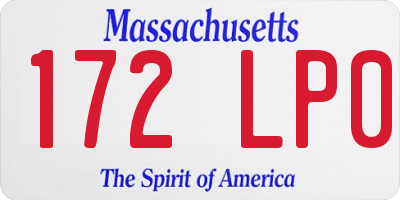 MA license plate 172LP0